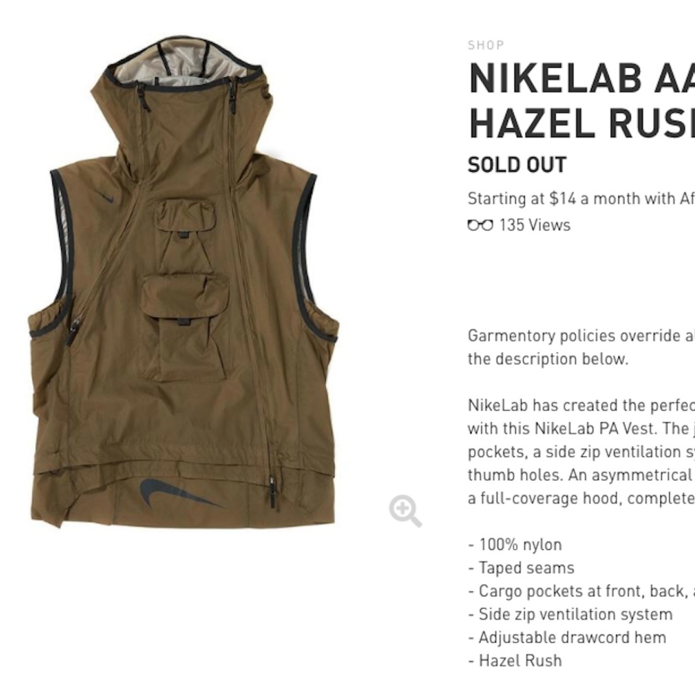 ISO NikeLab AAE PA Vest in Hazel Rush